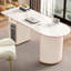 Blanc + demi-cercle en pierre frittée blanc crème + bois manufacturé avec bureau 1 tiroir-108647403-108647401