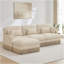 Canapé en L 100 po à imprimé léopard confortable en chenille, bordure à pampille délicate, repose-pieds mobile, style moderne, dossier et siège ergonomiques, assemblage facile, siège profond pour le salon, café beige-229207450