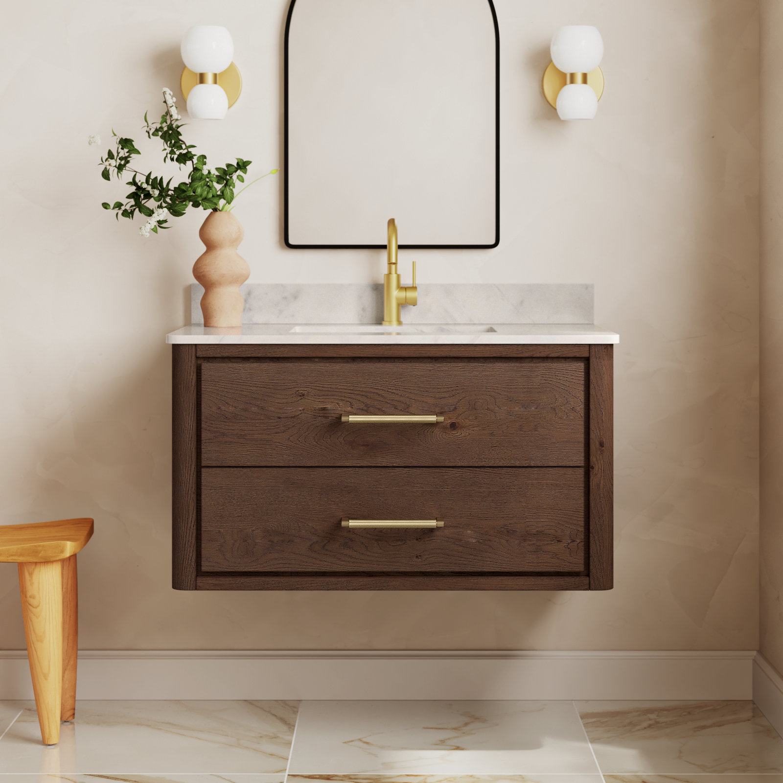 Cristo 36'' Single Bathroom Vanity, Dark Brown Oak