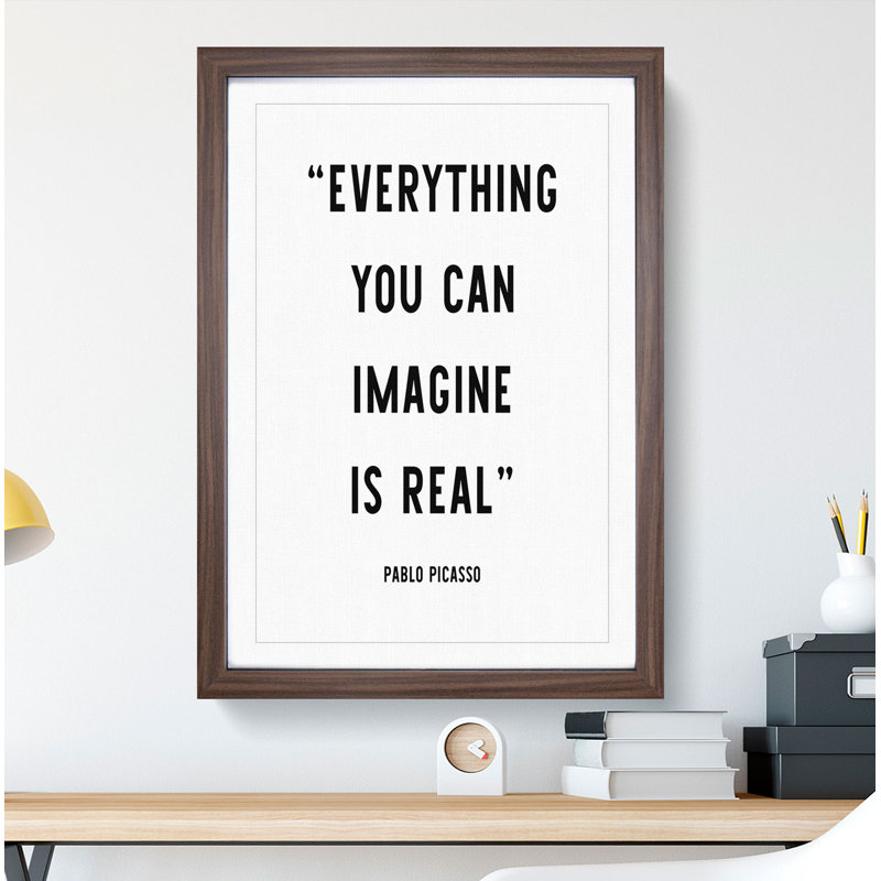 Everything You Can Imagine - Picture Frame Typography, Walnut, 48cm H x 36cm W x 2cm D