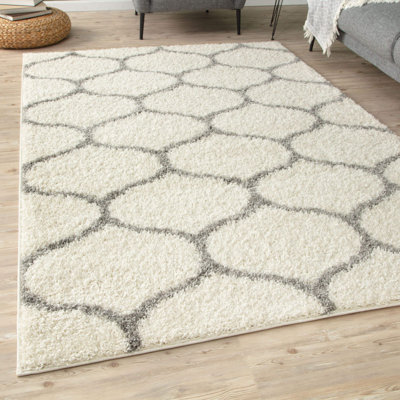 Myshaggy Collection Rugs Trellis Design in Ivory