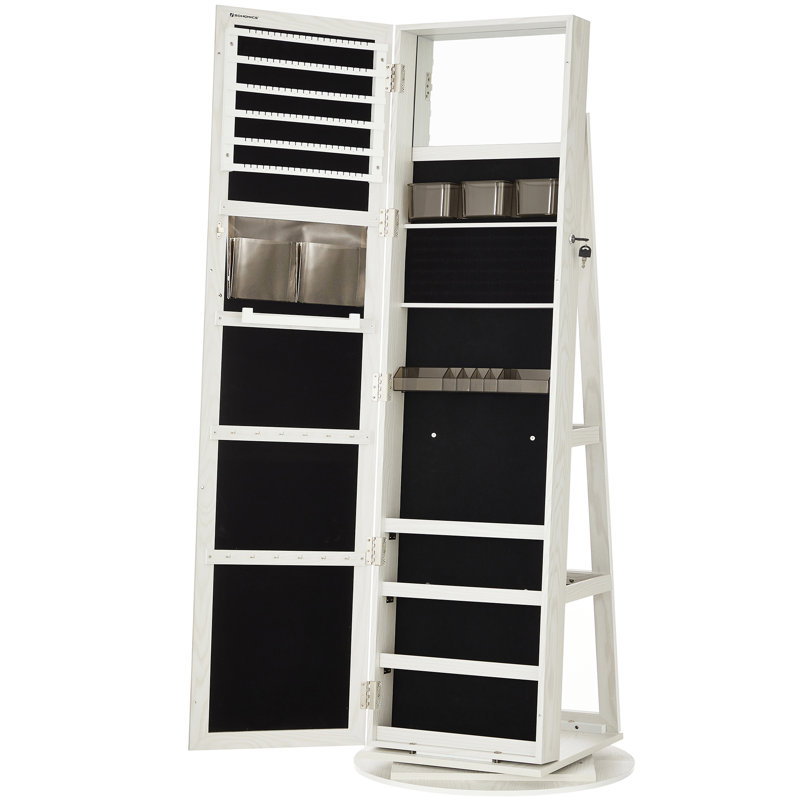 Armoire à bijoux avec miroir, Blanc