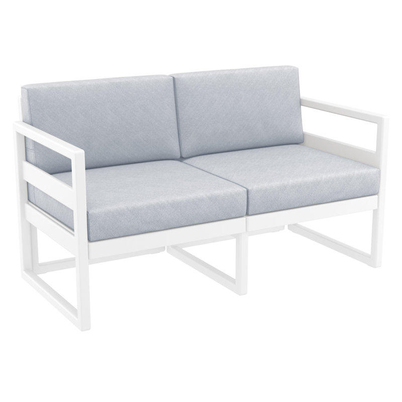 Causeuse d'extérieur Lane avec coussins Sunbrella, Blanc, Toile granit Sunbrella®