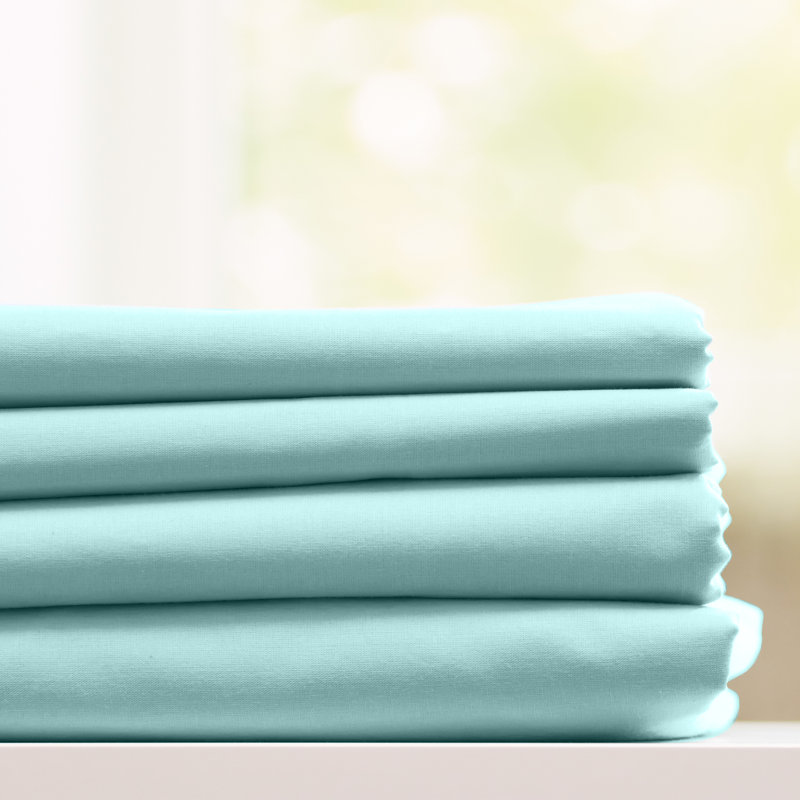 Luxury Hotel Microfiber Sheet Set, Aqua, Twin Sheet Set + Fitted Sheet + 1 Pillowcase