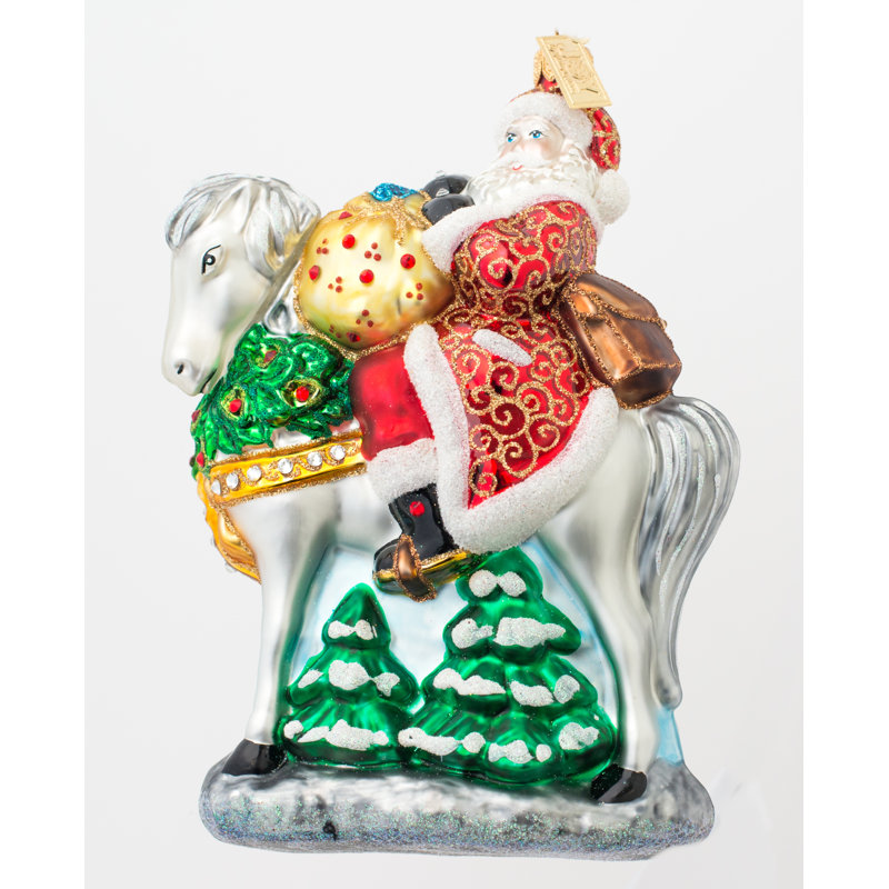 Ornement figurine à suspendre santa on cheval