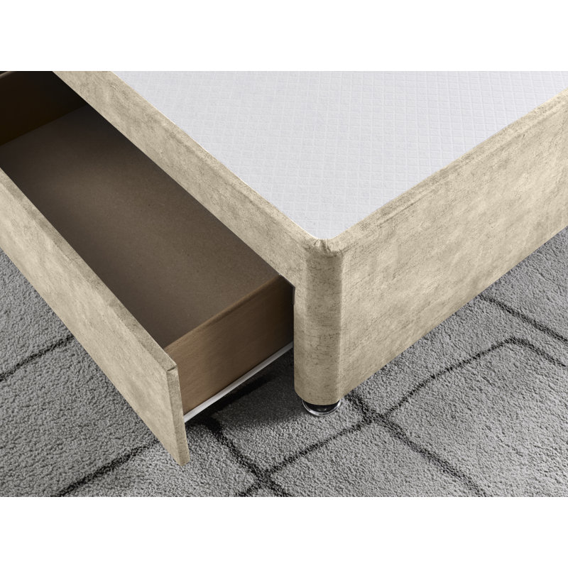 Marble Divan Bed Base, Double (4'6), Oatmeal, Right Side Drawers