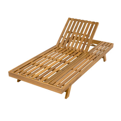 Christopher Knight Home 37.75" W x 79" D x 34" H Solid Acacia Wood Outdoor Chaise Lounge with Water-Resistant Cushion