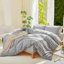Ensemble de housse de couette à rayures 100% coton lavé DONEUS, ensemble de literie texturé 3 pièces avec fermeture à glissière-121384187-121384193