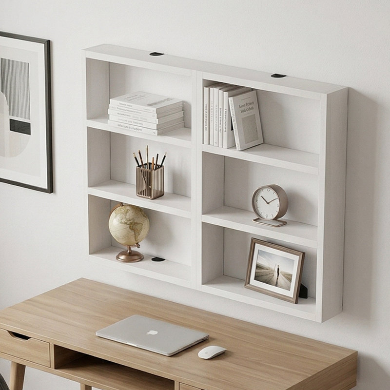 Elara 6-Compartment Floating Display Hub, White