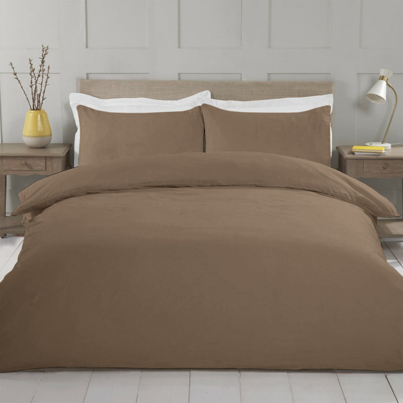Microfiber No Pattern Duvet Cover Set with Pillowcases Included, Super King Duvet Cover Set + 3 Additional Pieces, Beige