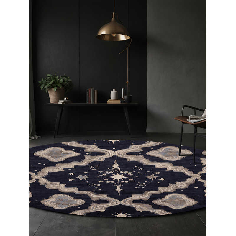 Tapis mauve soyeux et moelleux, Rond 8 pi