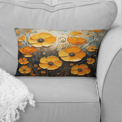 Gold Marigold Melody III - Marigold Printed Throw Pillow