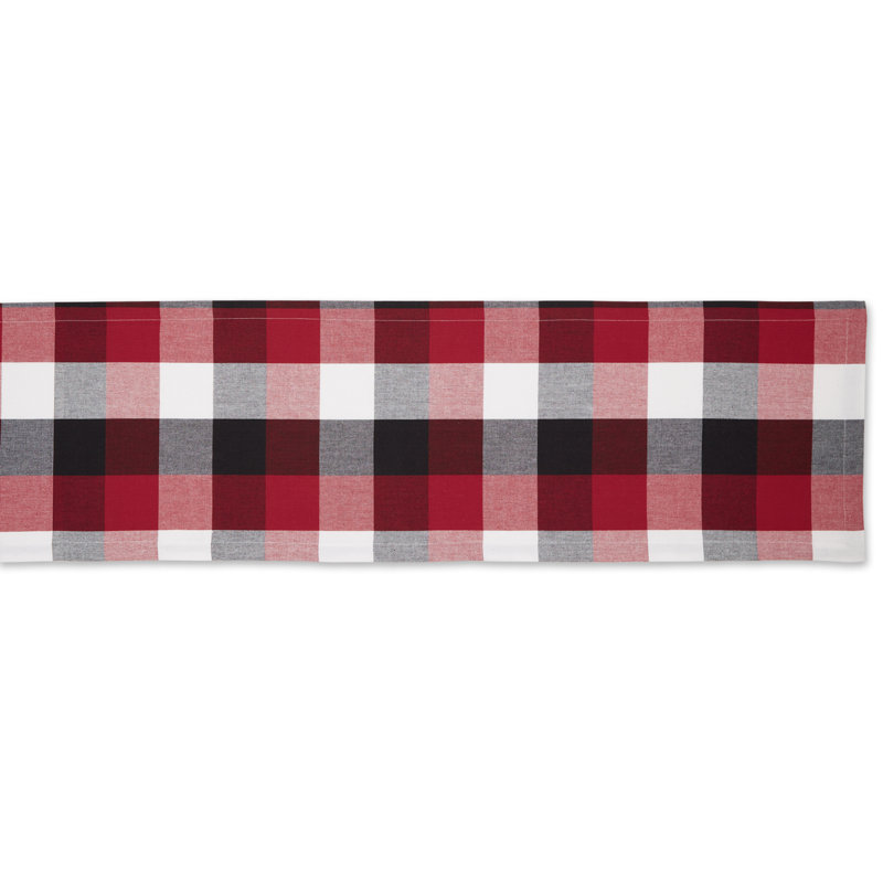 Betzaida Checkered 100% Cotton Table Runner, Cardinal Red, 14" L x 72" W