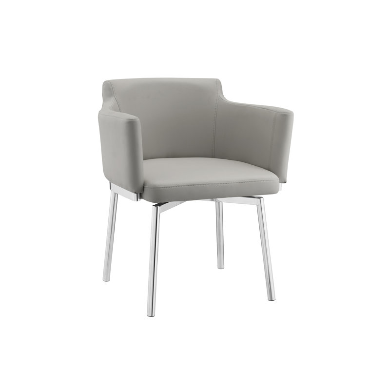 Chandy 18'' H Faux Leather Upholstered Metal Armchair, Taupe