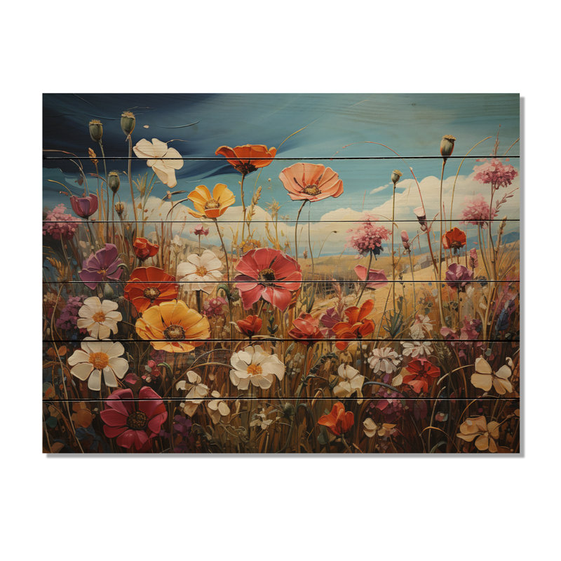 «Wildflowers Symphony Field I» sur impression sur bois, H 30 po x l 40 po x P 0,78 po