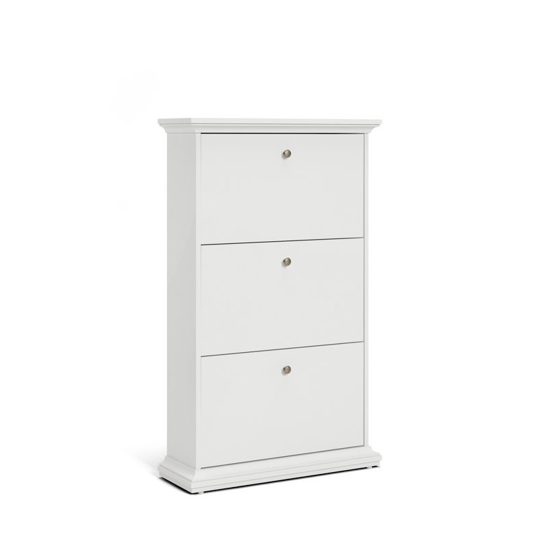 Quinault 18 Pair Flip Down Shoe Storage, White
