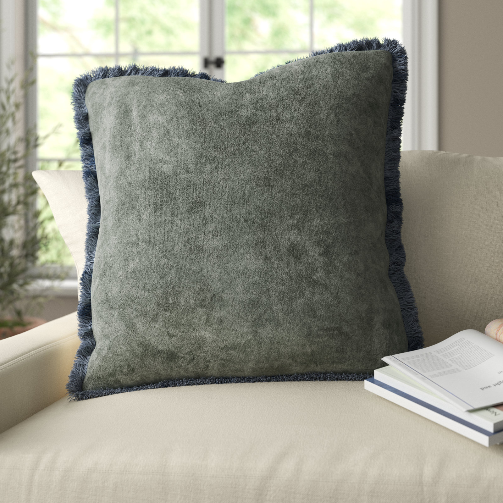 Steph Cotton Pillow Cover, 20" x 20", Gray, Down