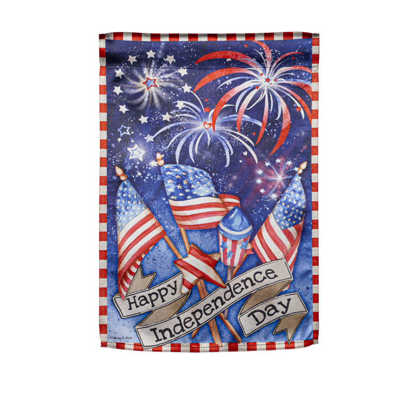 Drapeau de jardin en polyester 18 x 12,5 Fête de l'Independance