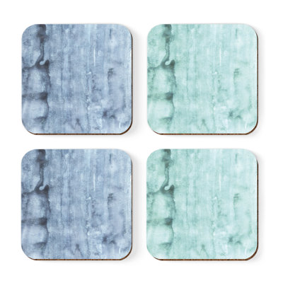 Cork Agate Ceramic Jute Leather Crystal Square Round 4 Piece Coaster Set