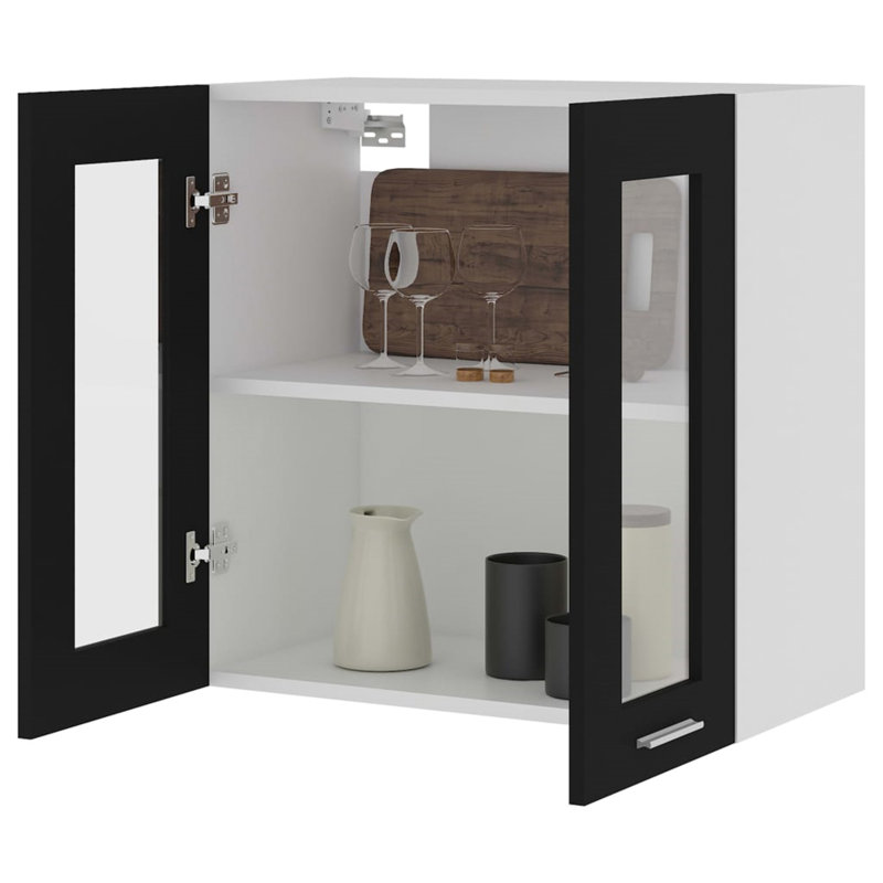Black Hanging Glass Cabinet 60X31x60 Cm, Black