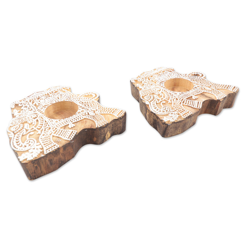 1.1'' H Wood Tabletop Tealight Holder