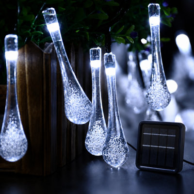 30 LED Water Fairy String Lights Solar Powered 8 Modes Outdoor Lights for 4th of July Decor