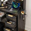 Ensemble de coiffeuse avec miroir et lumières, bureau de coiffeuse et tabouret rembourré avec station de charge, tiroirs de rangement et plateau de table transparent-873483385