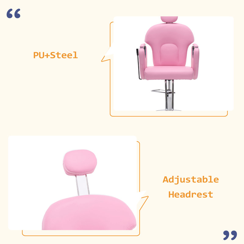 Fauteuil de coiffeur Barber, Pink, Silver