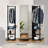  69 Inch Tall Swivel Full Length Mirror with Storage Shelves and Coat Rack Walnut Solid Wood Frame-1746025457