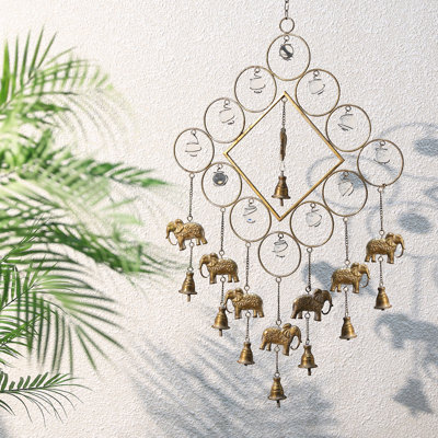 40,4 po Long carillons en métal de style bohémien avec accents d'éléphant