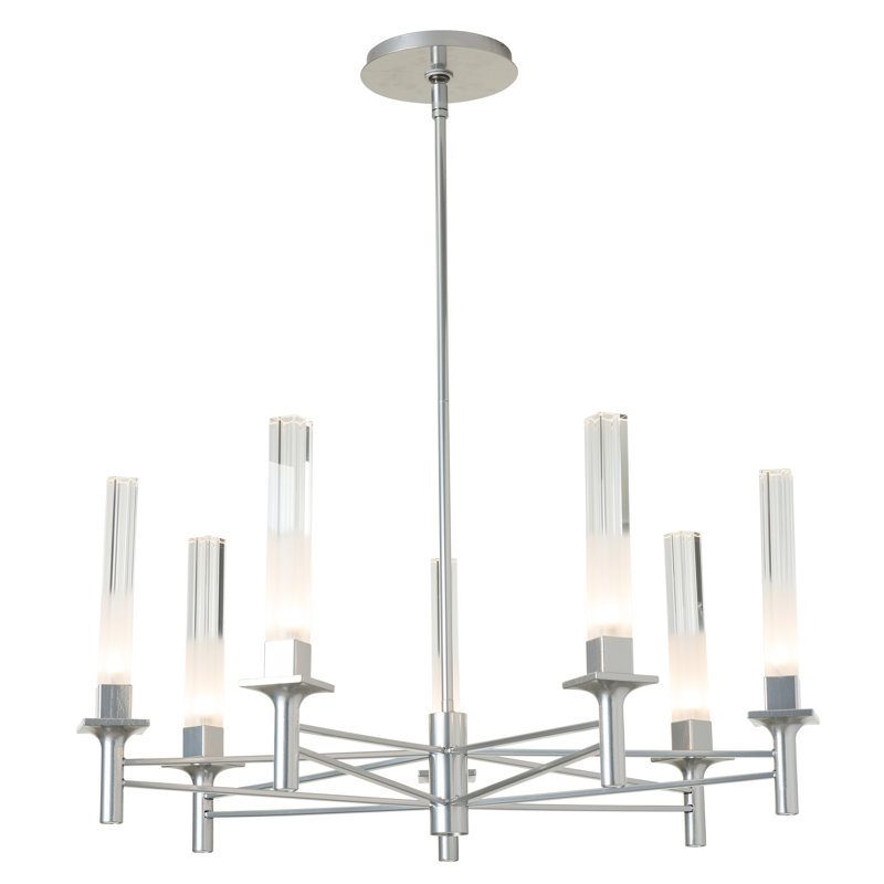 Truss 7-Arm Round Chandelier, Sterling