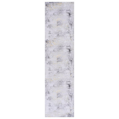 Tapis de couloir lavable 2 pi 6 po x 10 pi, à poils courts ne perdant pas ses poils pour la chambre à coucher et le salon - Cuisine grise
