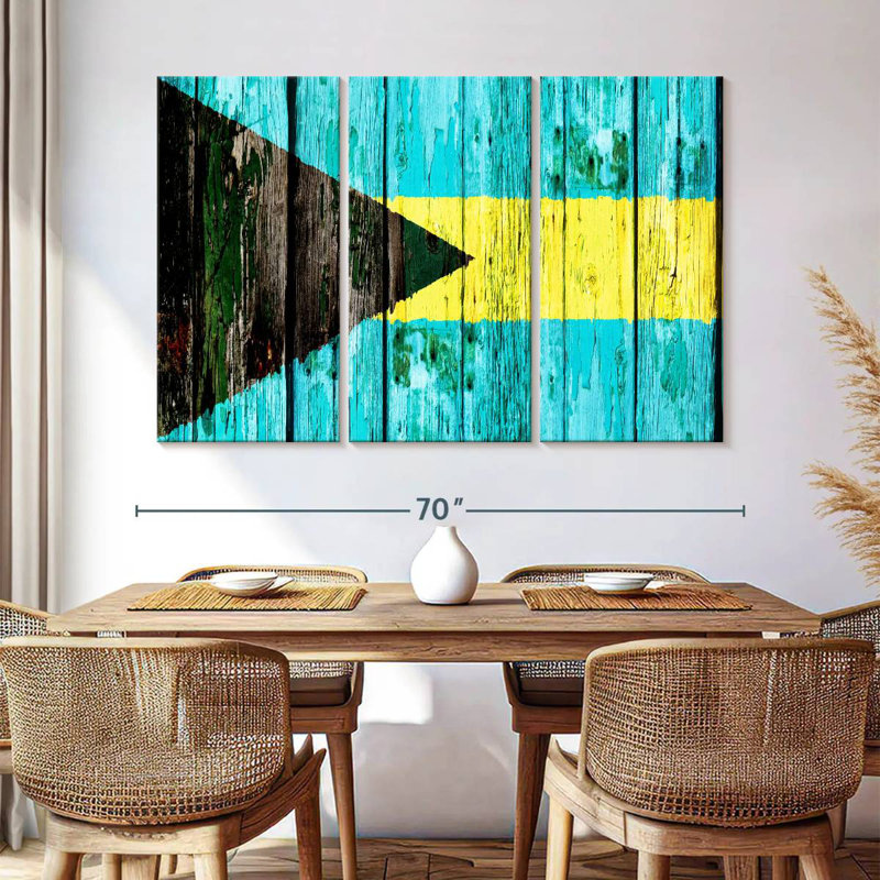 Borges Wooden Bahamas Flag, 42" H x 65" W