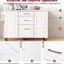 Îlot de cuisine de 50,7 po en blanc avec rangement inclinable de 9 gallons, armoire coulissante à 2 niveaux, abattant, conception de porte convexe, 5 roulettes rotatives pour la salle à manger-537187946