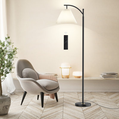 Lampe sur pied à intensité variable 62 po Perryman, lampe sur pied à arc avec 1000 lumières DEL Edison incluse, lampe à mât haut plissé moderne pour le salon, la chambre à coucher et le bureau