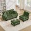 Canapé en forme de L en chenille avec 4 coussins, repose-pieds mobile et garniture capitonnée matelassée de conception ergonomique, canapé à assise profonde facile à assembler pour le salon, le bureau, un appartement, vert-133931566-133931569