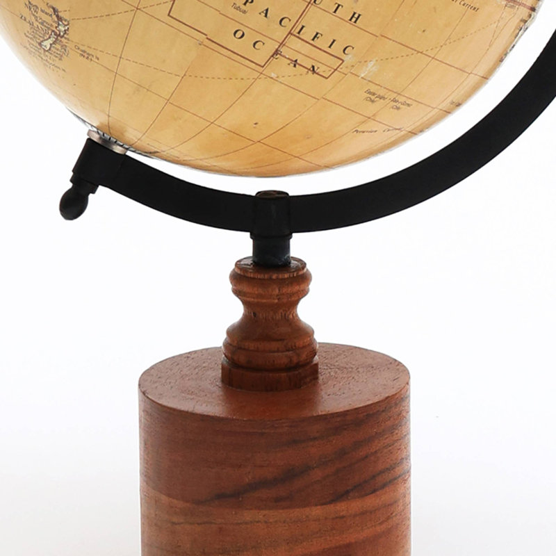 Globe terrestre | Globe décoratif avec base ronde en bois