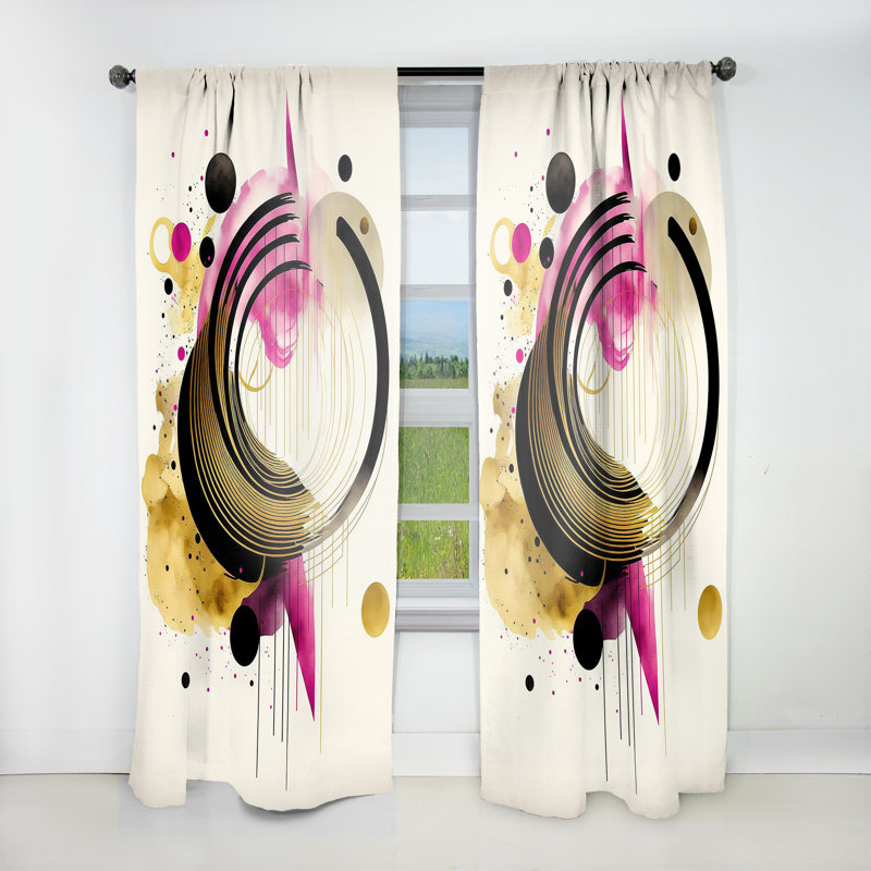 Aric - Abstrait coloré circulaire III - Rideau moderne - Velours obscurcissant - 1 panneau, L 52 po x L 120 po