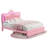 Largent Leather Upholstered Storage Bed with LED Lights and Crown Headboard, Kids Beds-8769282-8769280