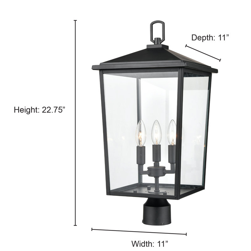 Messerly 3 Light 23" Tall Outdoor Single Head Post Light, Powder Coated Bronze