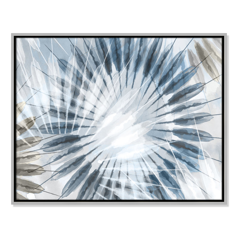 Dance of the Rays II - Blue Version Print par Eva Watts, Argent, H 23,5 po x l 29,5 po