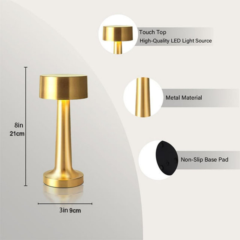 Lampe de table à DEL sans fil Chelsea, Doré