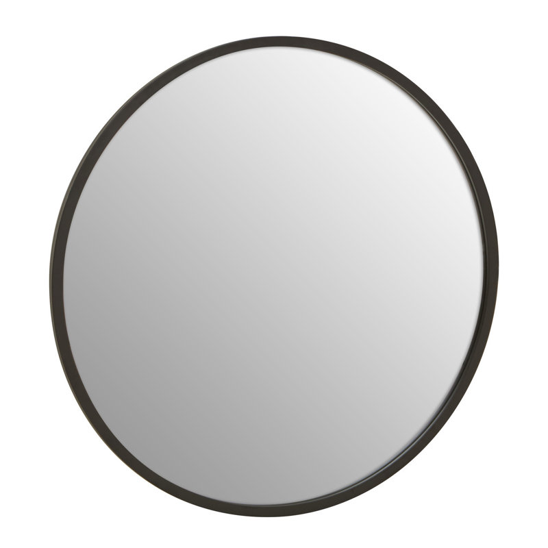 Lennear Round Aluminium Framed Wall Mounted Bathroom / Vanity Mirror, Matte Black, 80cm x 80cm