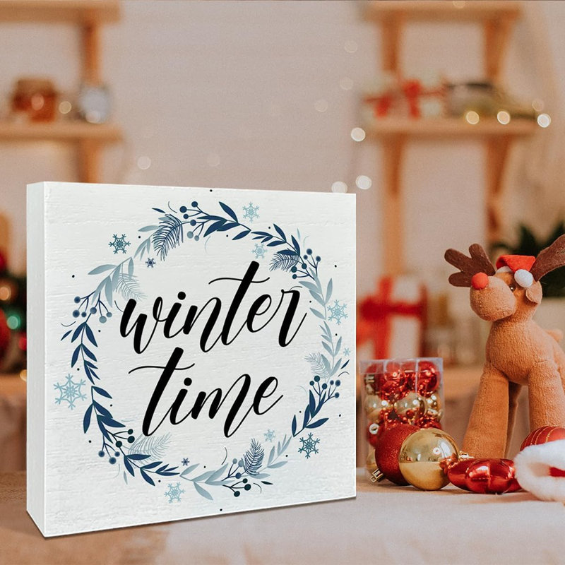 Plaque en bois en forme de flocon de neige - bois naturel / accents blancs - décoration de table / hiver et fêtes