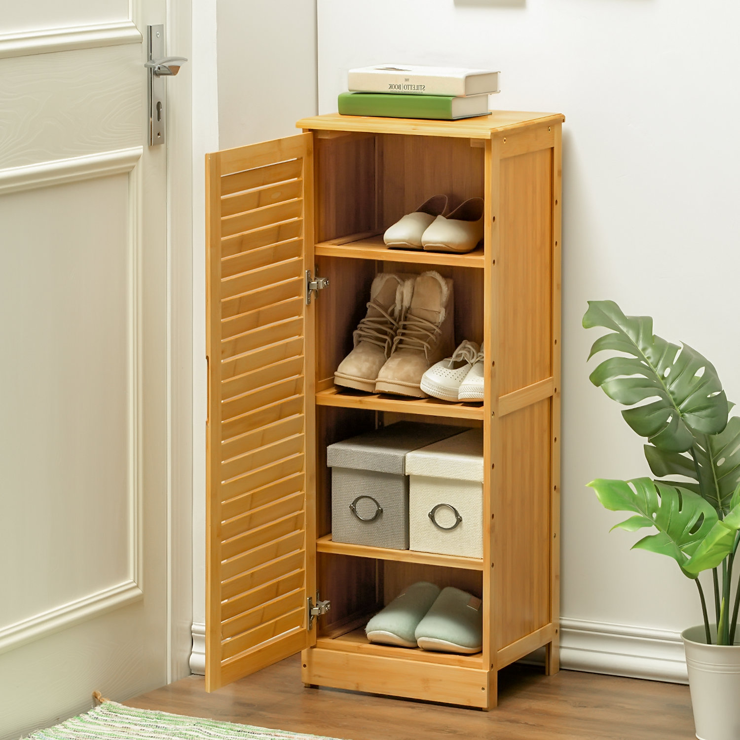 https://assets.wfcdn.com/im/15526653/compr-r85/2044/204485305/4-tiers-free-standing-bamboo-shoe-rack-organizer-with-door-8-pairs-storage-cabinet-for-entryway.jpg