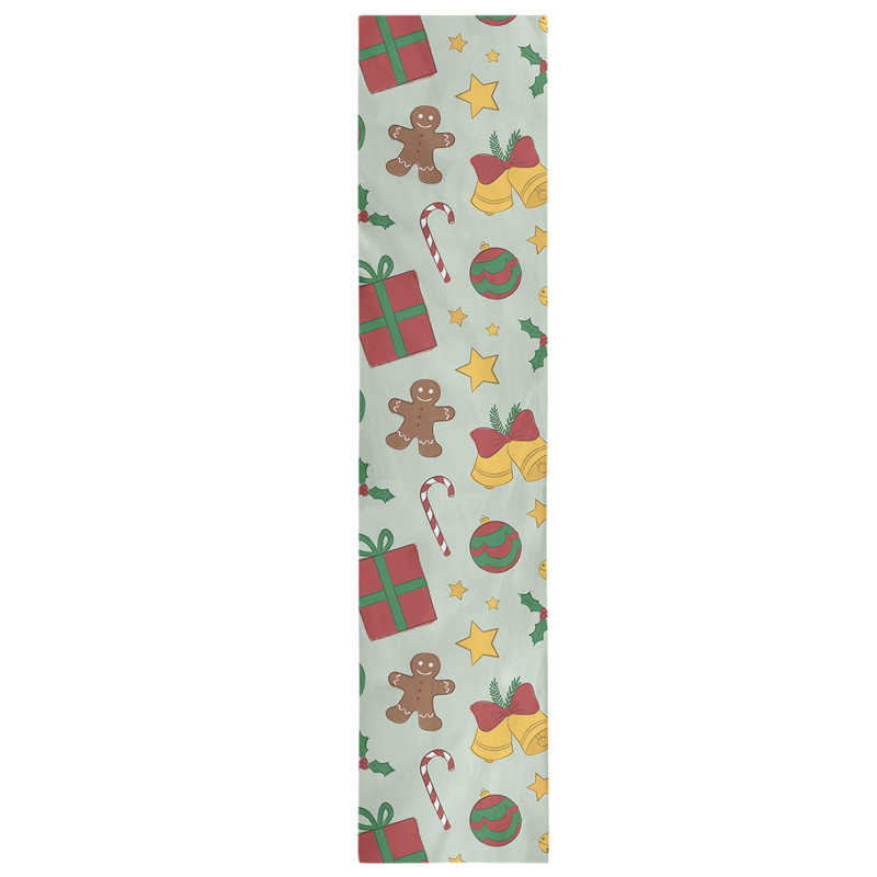 Chemin de table de noël fêter hol, L 72 po x l 16 po, Vert / Rouge / Jaune, Polyester