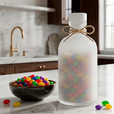 Bouteille en verre recyclé avec liège blanc synthétique - 8 oz Vase Bud, diffuseur à roseaux, rangement décoratif sur le comptoir pour les sels de bain, les huiles essentielles et les liquides infusés