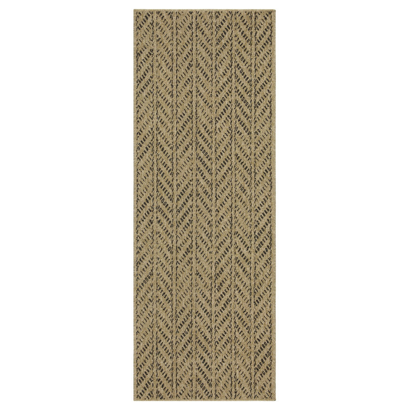 Brian 2'7" x 7'3" Rectangular Herringbone Area Rug with Textured Pattern