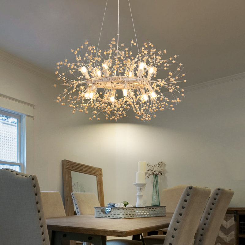 Lustre spoutnik en cristal Geetika Firework, H 12,6 po x l 31 po x P 31,5 po, Patiné