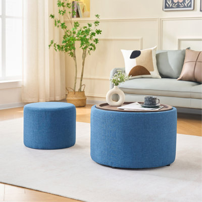 Repose-pieds gigognes avec rangement Ball & Cast, repose-pieds en lin avec plateau en bois, table basse et banc 22,75 po
